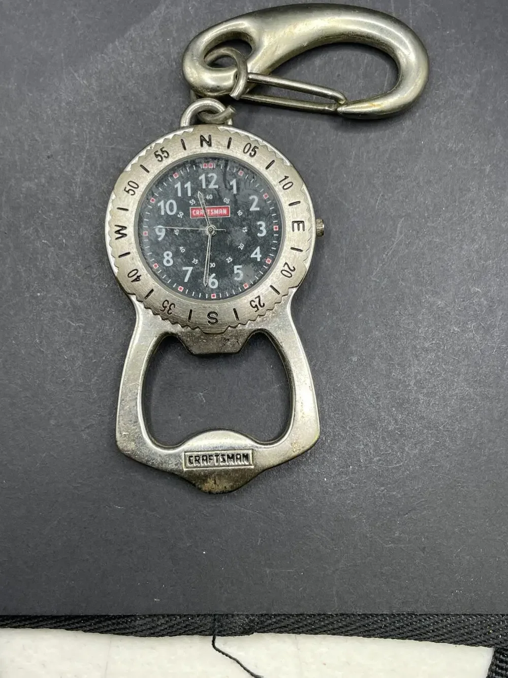 VTG Craftsman Watch Bottle Opener Carbine Survival Rare Silver Metal 39.2MM